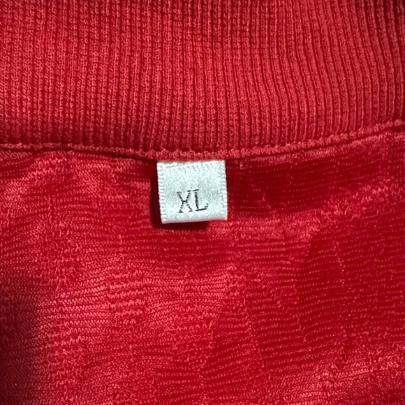 Red Quarter-Zip Sweater with Patterned Sleeves Size XL - Picture 8 of 10